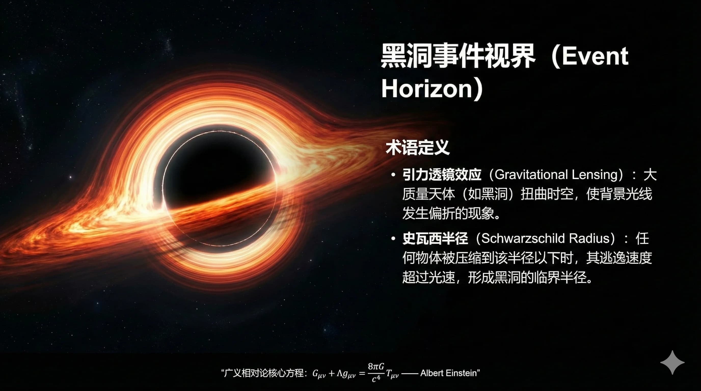 天文学·黑洞视界 - PPT 风格 AI 绘画作品